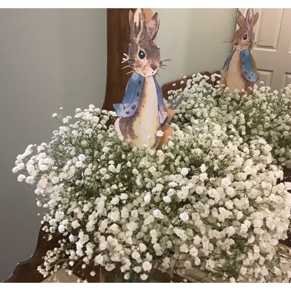 Peter Rabbit statue on a stick for your Peter Rabbit theme party